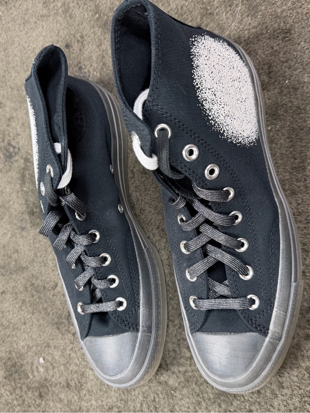 Converse Black High-Top Sneakers with White Paint Accent